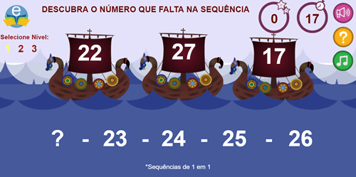 Imagem do jogo: Sequência numérica - Navegação no rumo certo.