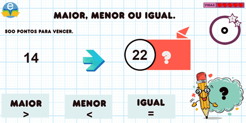 Imagem do jogo: Maior, menor ou igual.