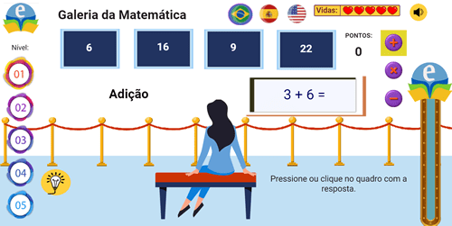 Jogo de adição com diferentes dinossauros jogo educativo de