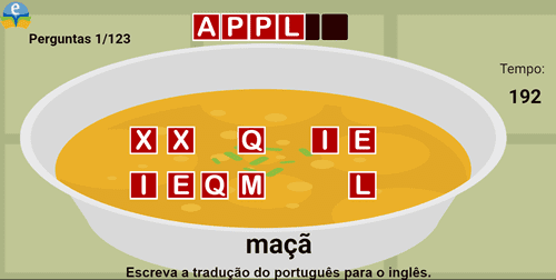 Imagem do jogo: Sopa letras - Inglês. 